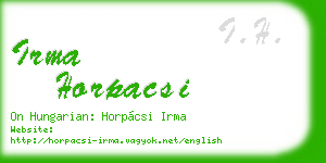 irma horpacsi business card
